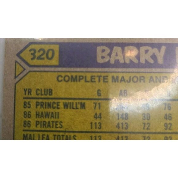 1987 Topps - #320 Barry Bonds MINT ERROR ON CARD CUT OFF #3 AND PARTIAL #0 - Picture 14 of 15